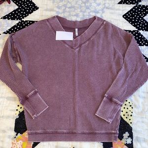 Z Supply V neck waffle knit top